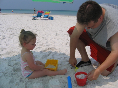 Lizzie And Dada Build Sandcastles